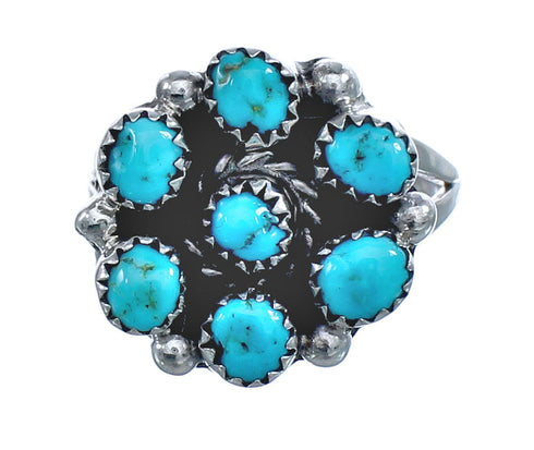 Native American Authentic Sterling Silver Turquoise Ring Size 7-1/4 JX122158